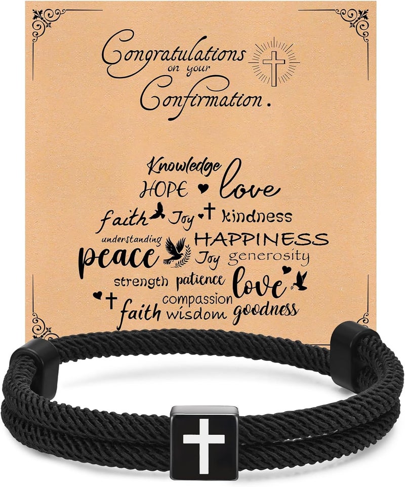 TempBeau Store Braided Men Rope Cross Bracelet - Adjustable Tree of Life Cord Surfing Bracelet, Handmade Nautical Navy Marine String Bracelet with Metal Knot, Easter Women Bracelets Gifts - Image 1